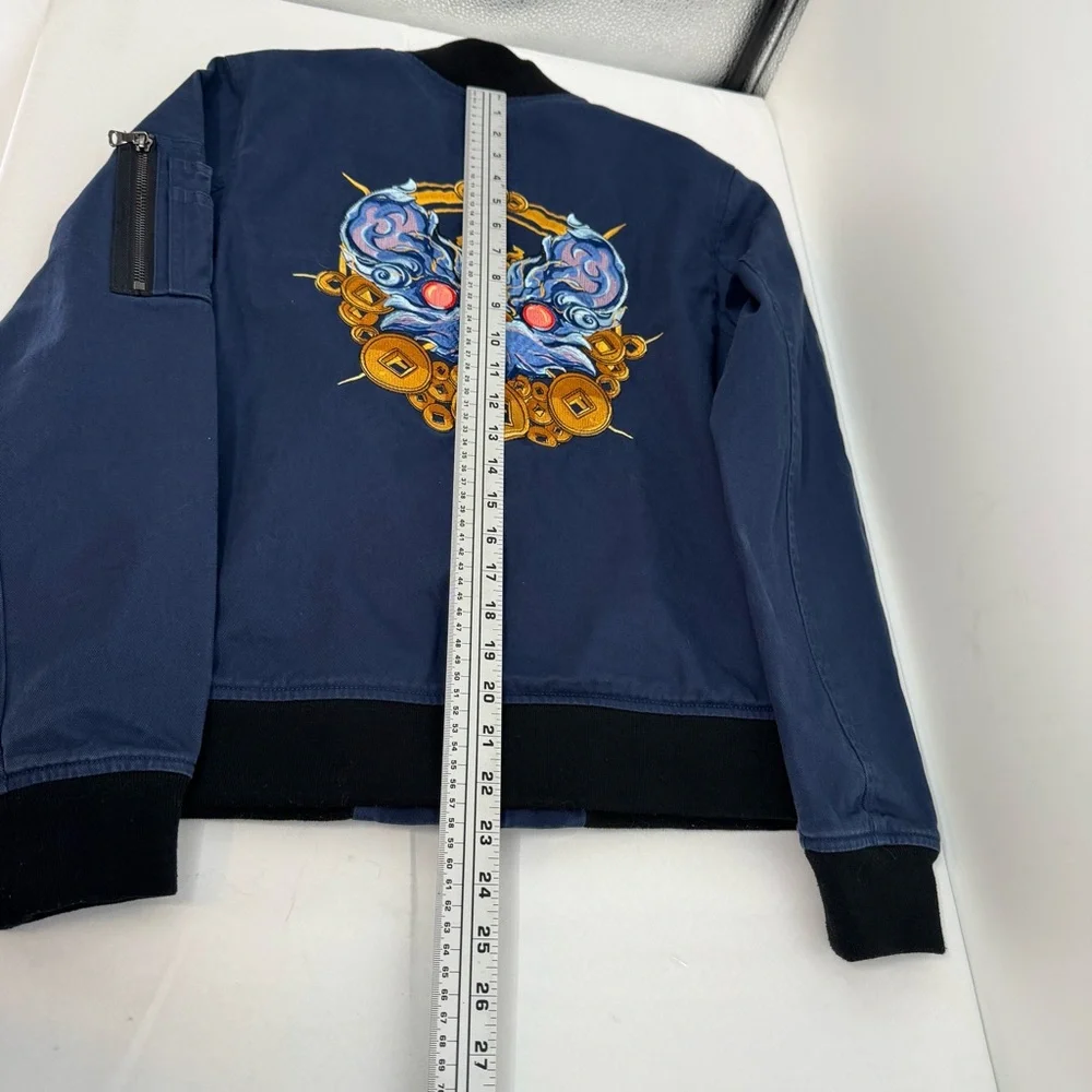 Bibi Sama Zodiac RAT Blue Bomber Jacket Size XS-Small Embroidered Unisex